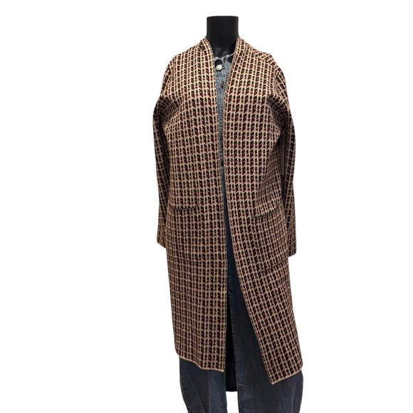 Venini Sweaters - Venini Brown and Black Checkered Cardigan